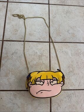 Danielle Nicole Glossy Yellow Patent Shoulder Bag with Gold Chain Rugrats